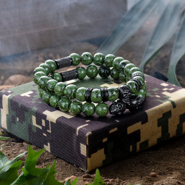 Army Green Toned Bracelet Set Army Green Custom Army Custom Bracelet Heishi  Camo Bracelet Custom Army Bracelet Clay Bracelet 