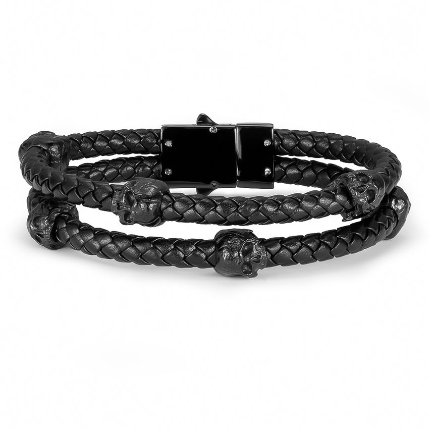 Python Black - Double Leather Skulls