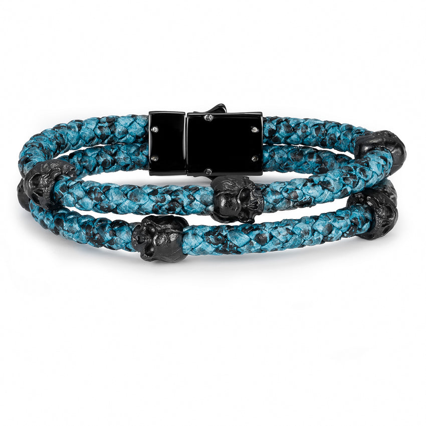 Aztec Blue - Double Leather Bracelet