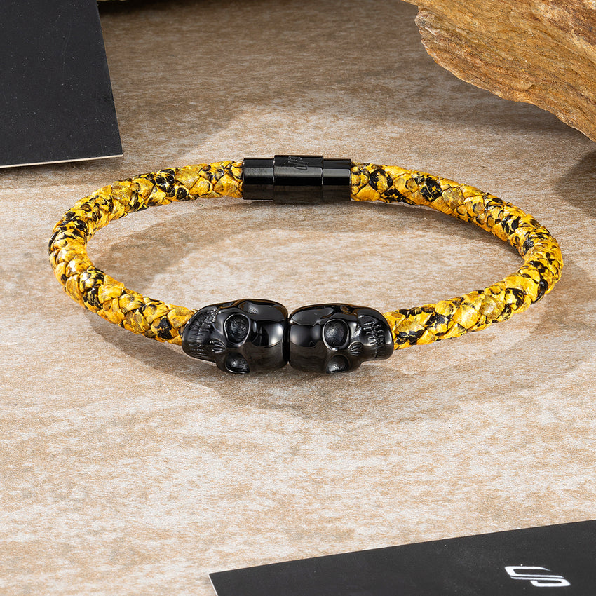 Yellow Viper Leather Men's Bracelet