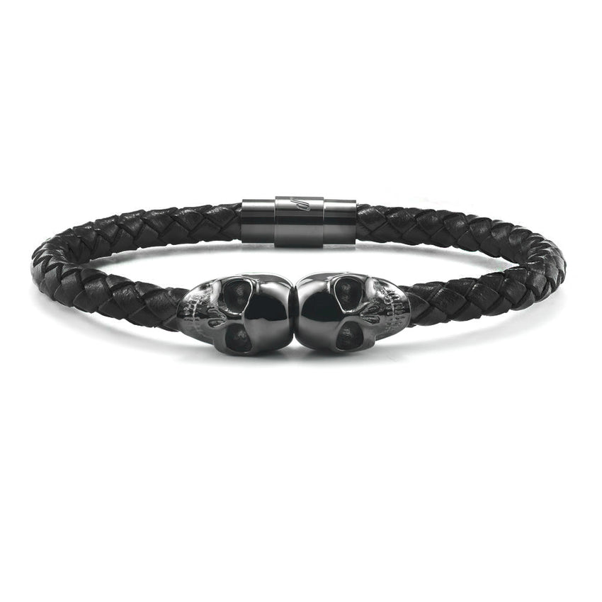 Black & Brown Braided Leather Bracelet with Dual Release 925 Sterling  Silver Clasp - Rogers & Brooke Jewelers